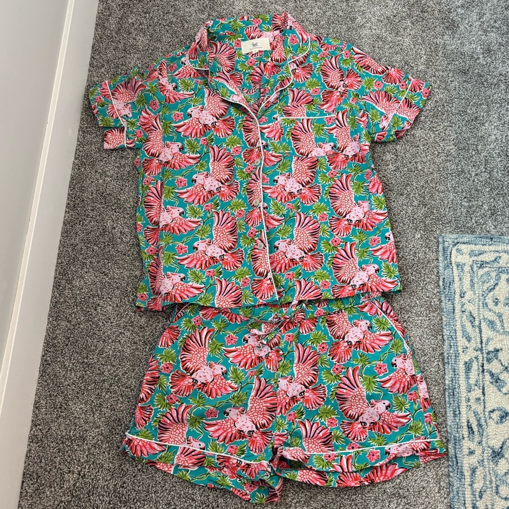 Printfresh Tropical Pajama Set - Pink and Green